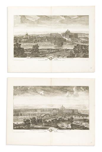 (VERSAILLES.) Pierre Menant. Group of 6 fine double-page engraved views of the chateaus and gardens of Louis XIV.